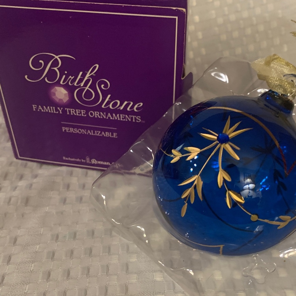 Birthstone Family Tree holiday ornament for September, made in 2001.